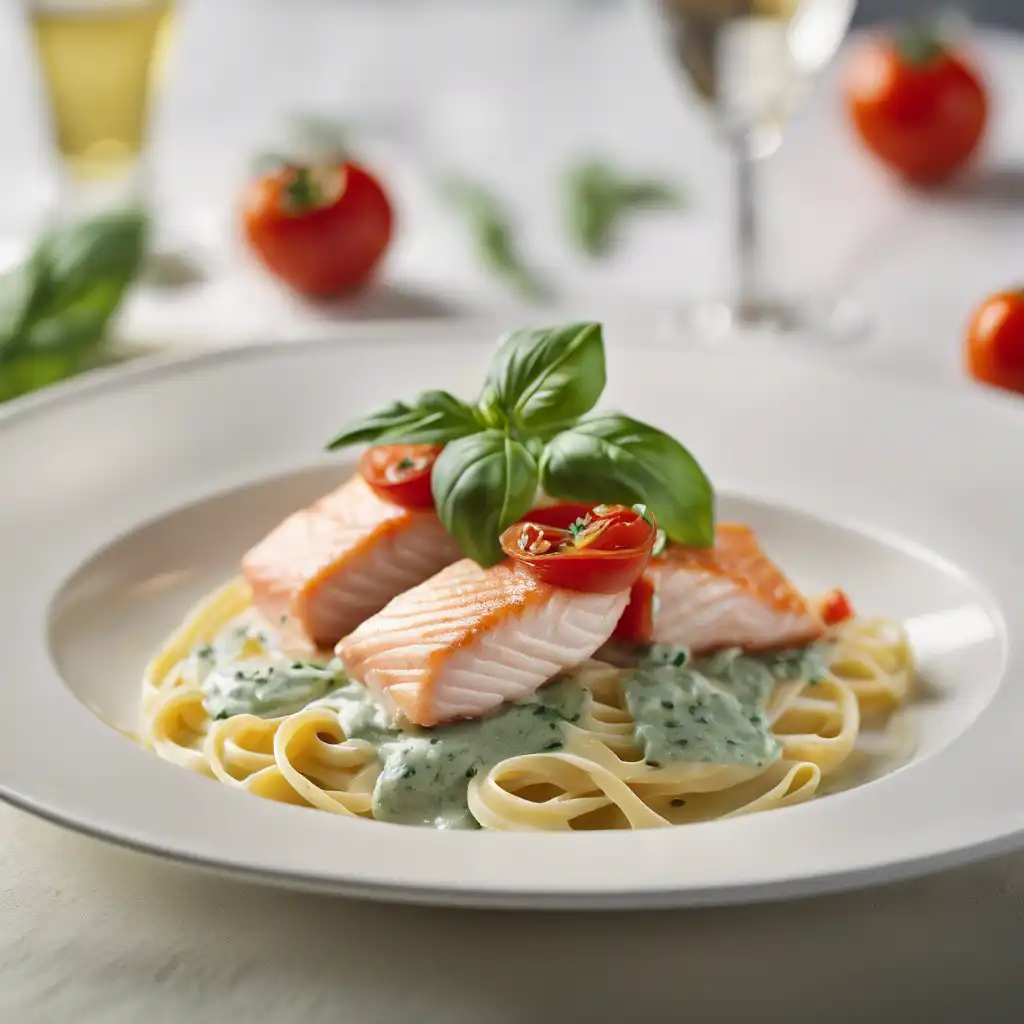 Filets of Fish with Basil Cream and Fresh Pates