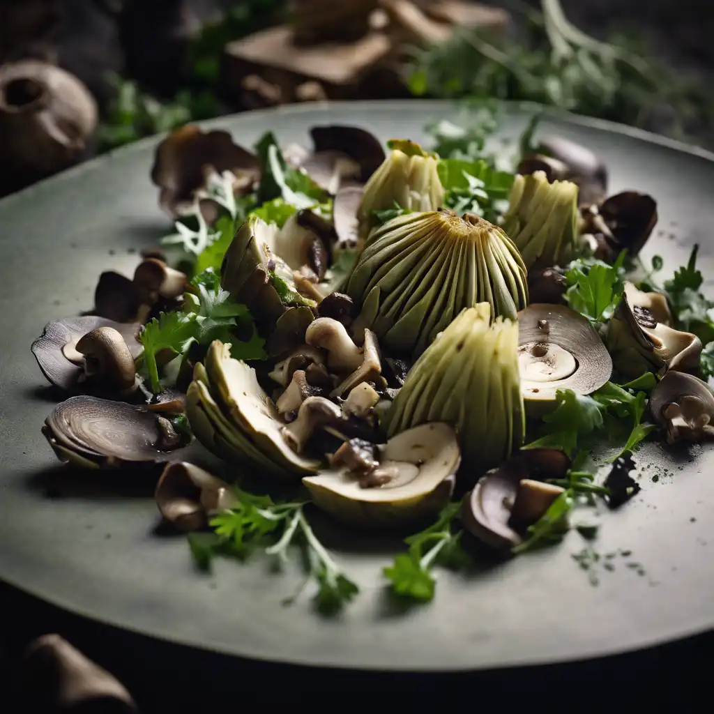 Foto de Salada de fundo de alcachofra e cogumelo