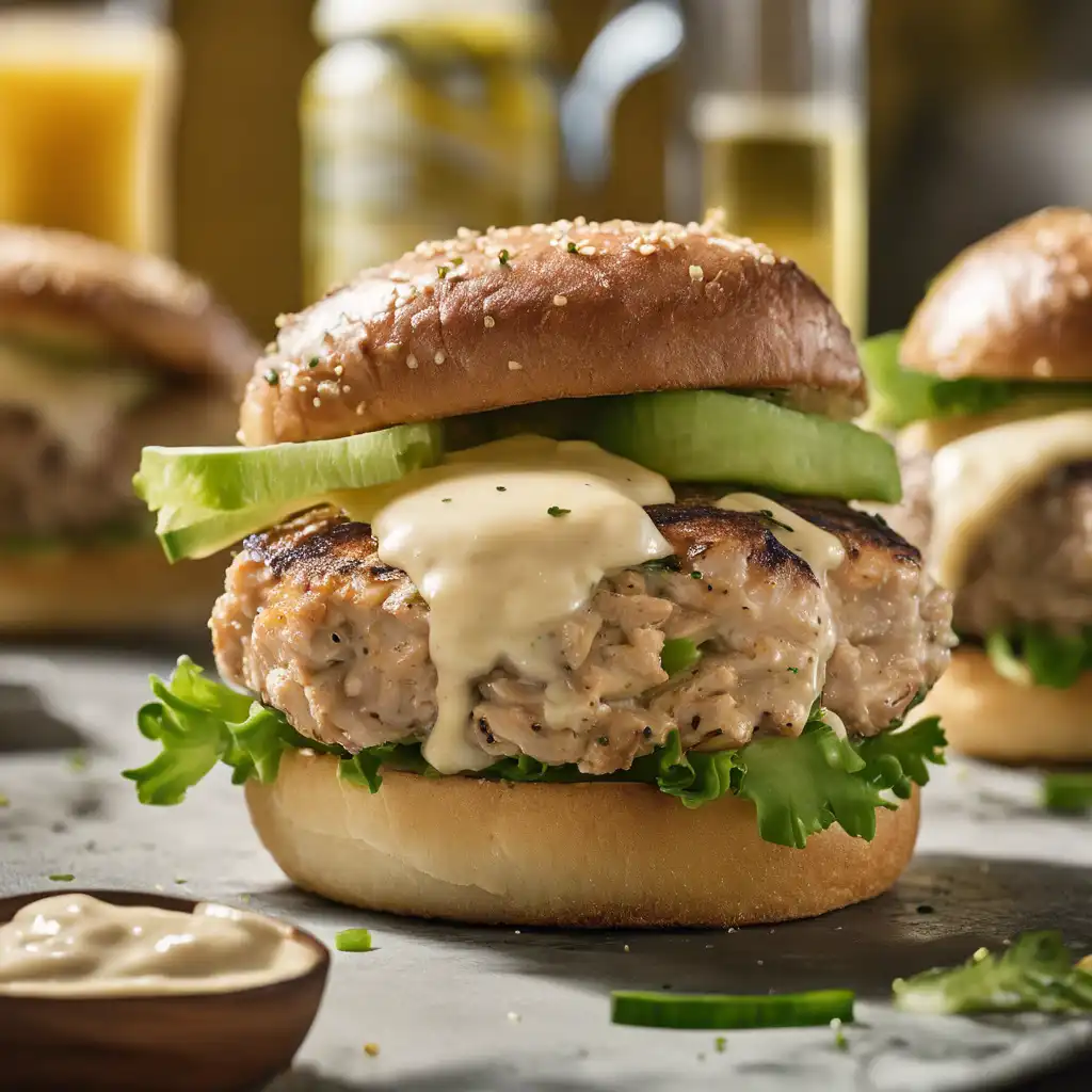 Tuna Burger with Mayonnaise and Pickles