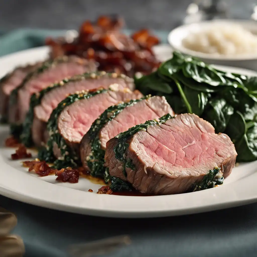 Parmesan Crusted Beef Tenderloin with Rice and Spinach