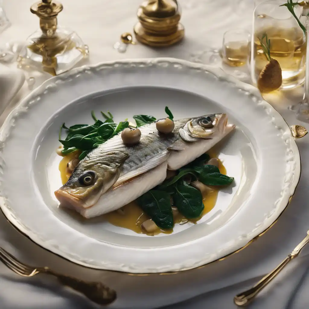 Royal Snook with Spinach and Mushrooms