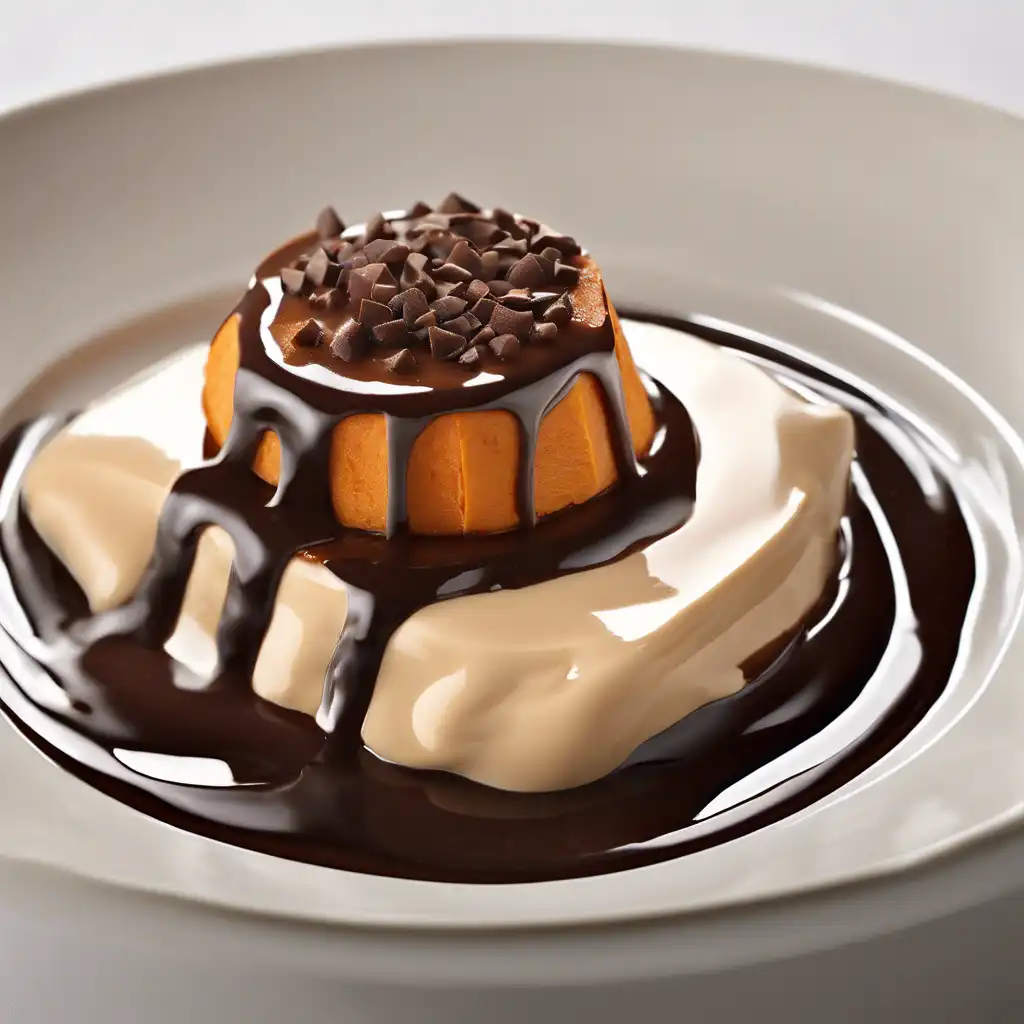 Sweet Potato and Chestnut Cream with Chocolate Sauce