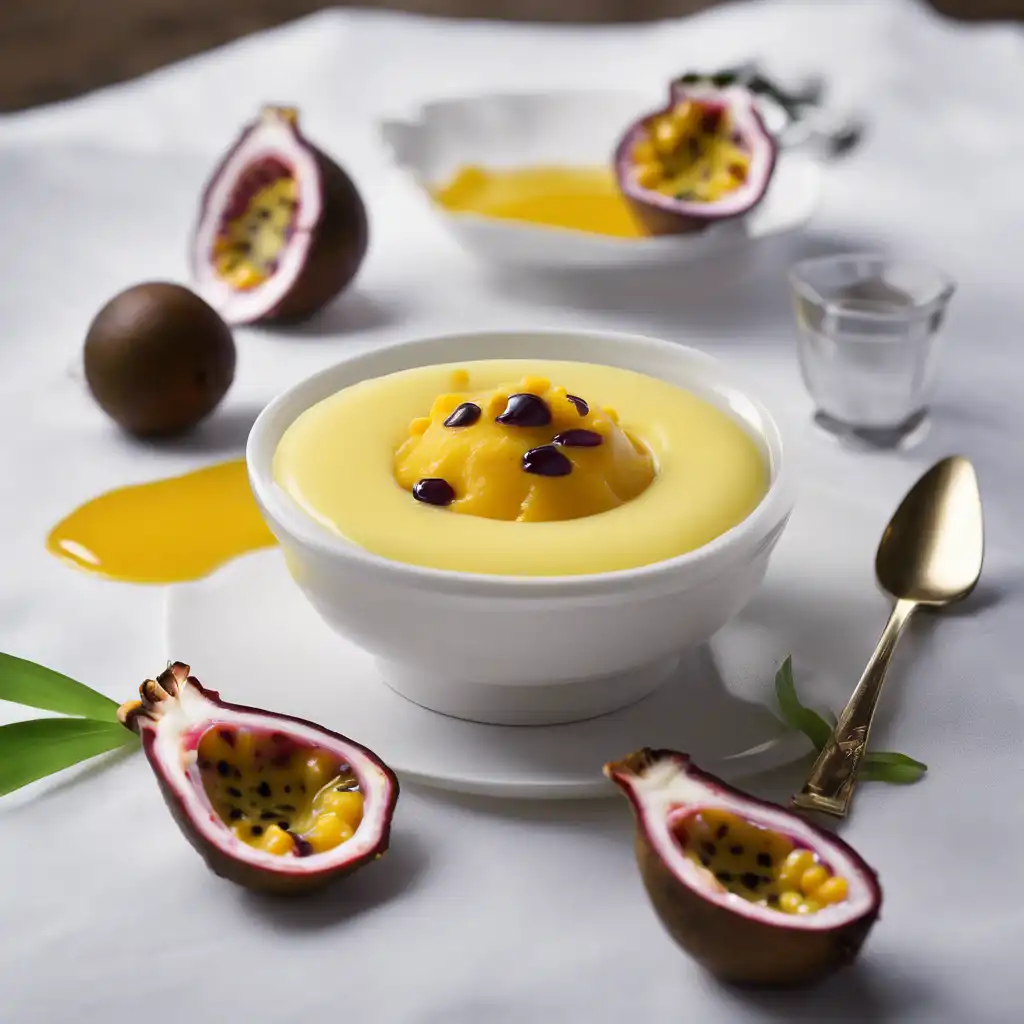 Passion Fruit Pudding with Coconut Sauce