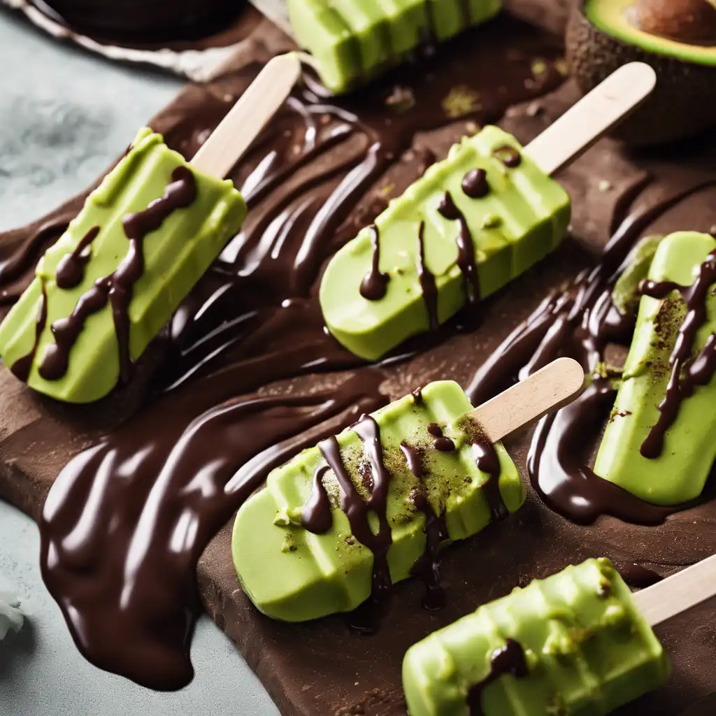 Avocado Popsicles with Chocolate Sauce