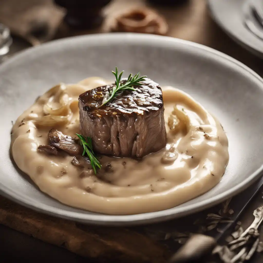 Tender Beef Mignon with Caramelized Onion Cream