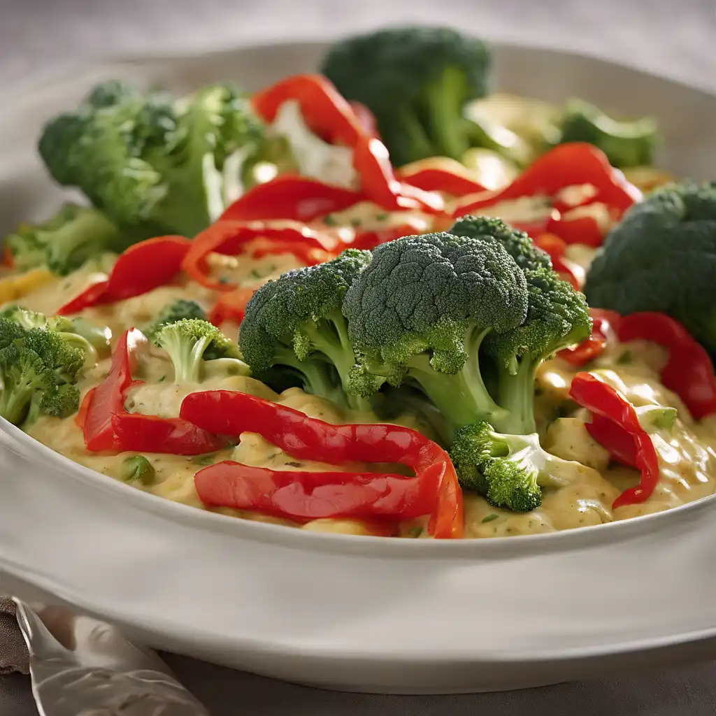 Red Bell Pepper and Broccoli in Herby Cream Sauce