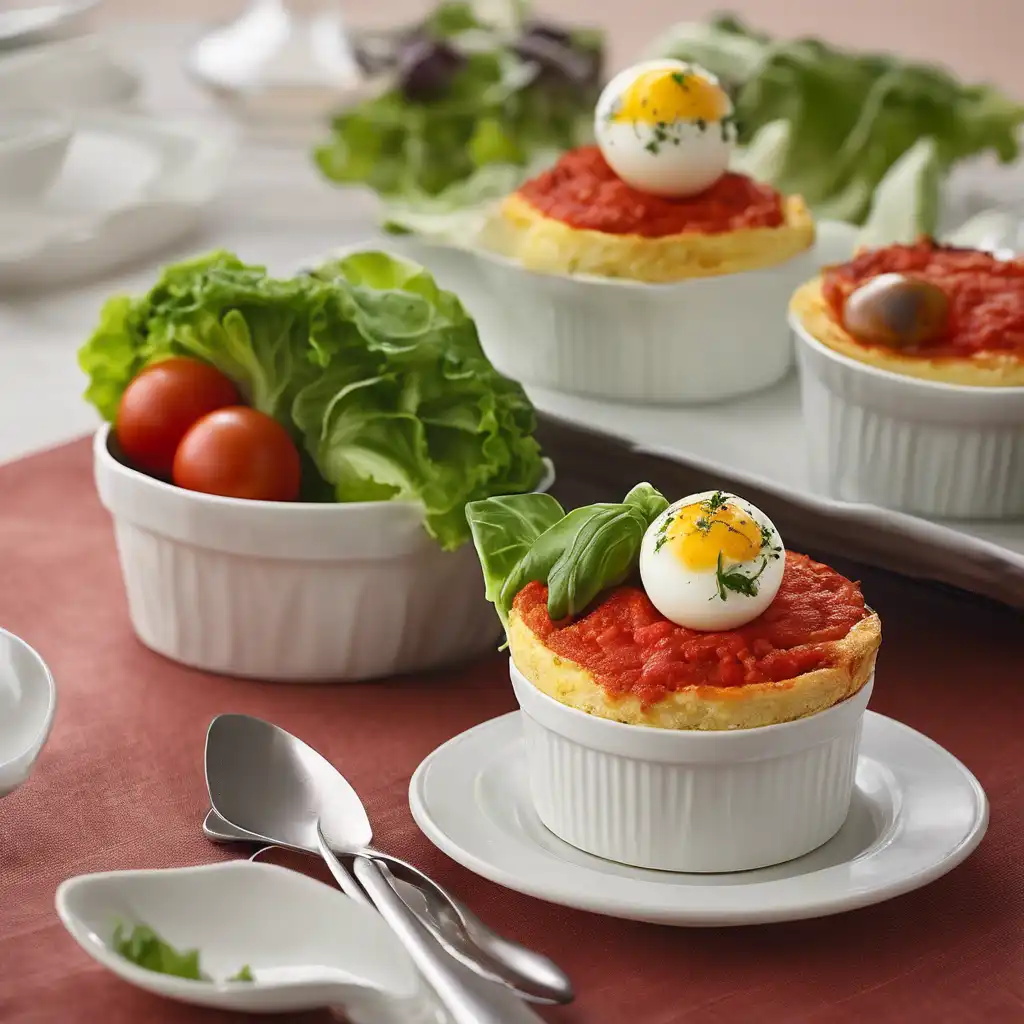 Tomato Soufflé with Quail Eggs