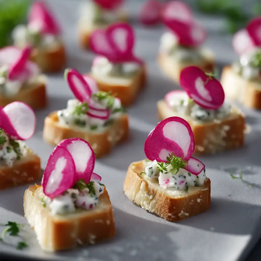 Gorgonzola and Radish Canapés