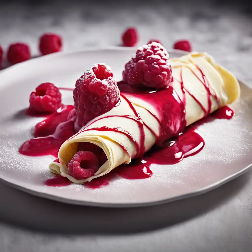 Raspberry Crepe with Cream and Gelato