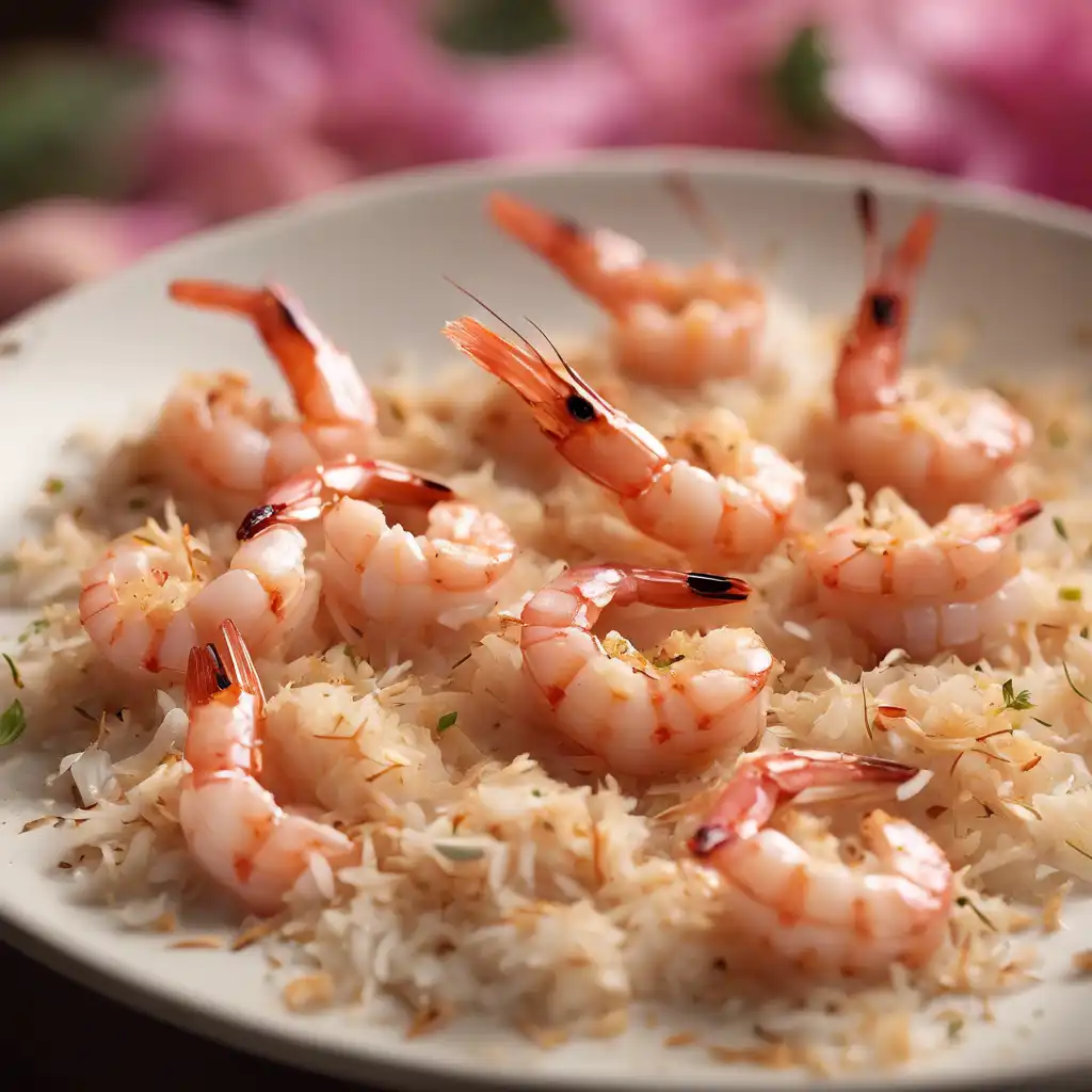 Shrimp Baked in Coconut Shavings