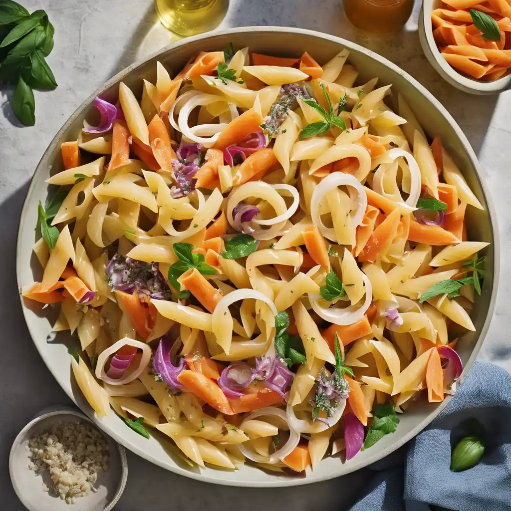 Penne Pasta Salad with Carrot and Onion