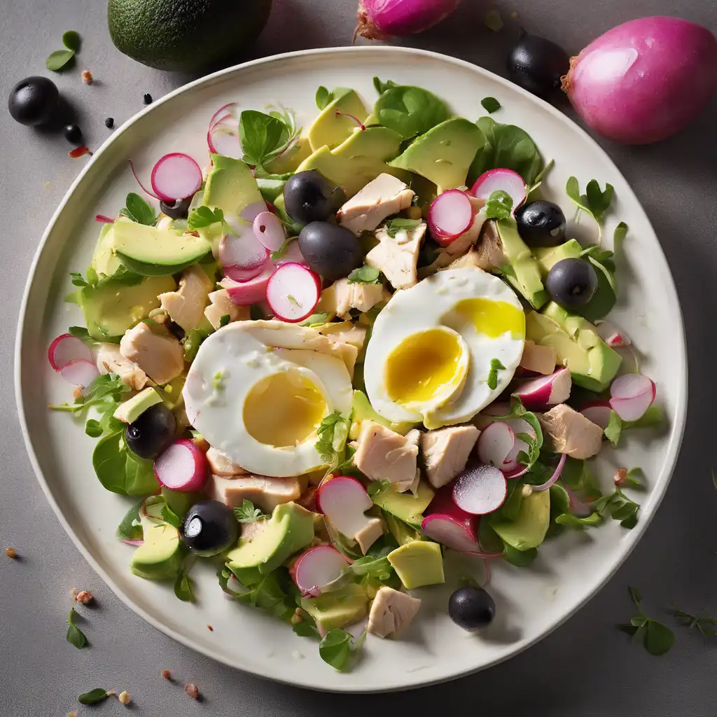 Chicken and Avocado Salad with Egg Tempering