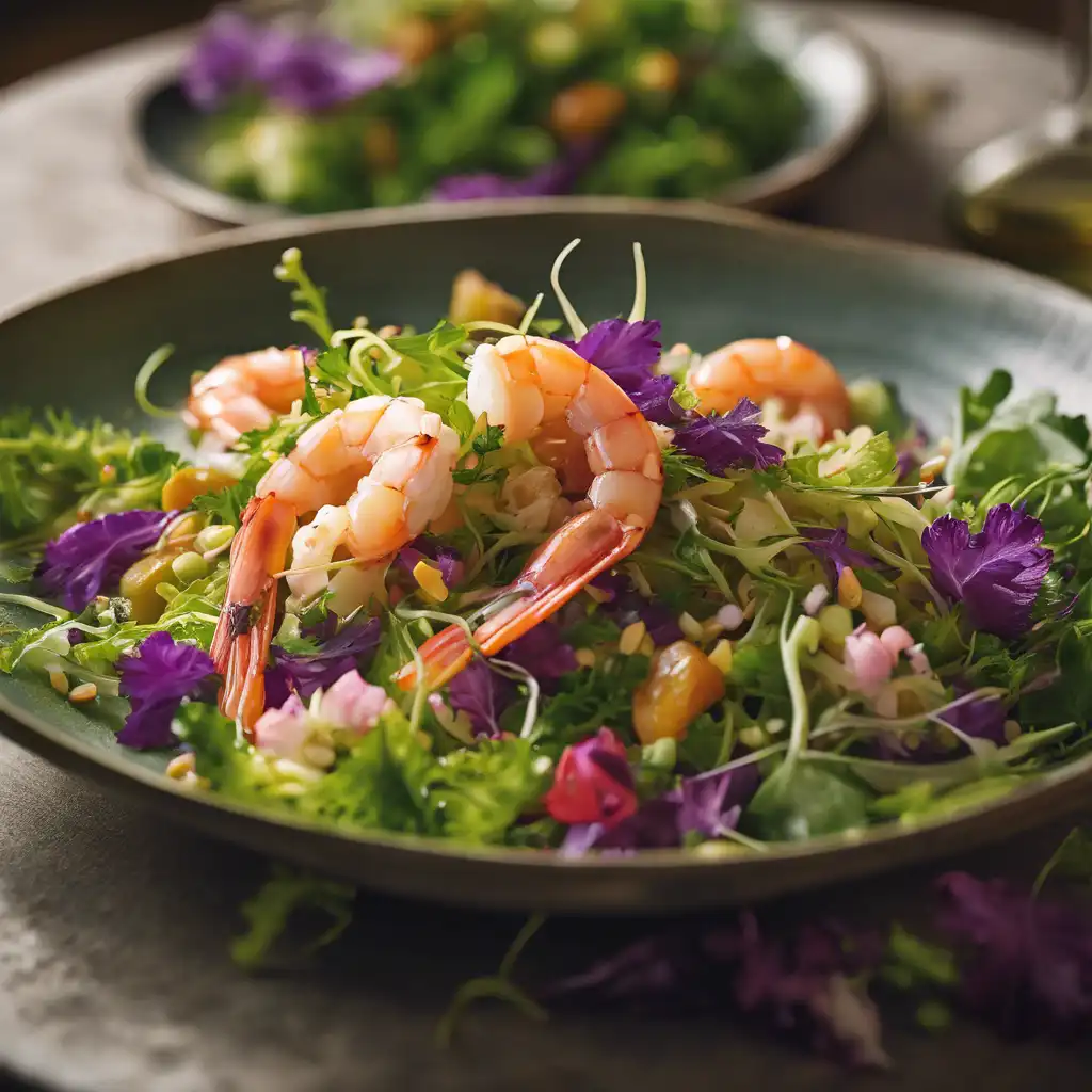 Shrimp and Flower Sprouts Salad