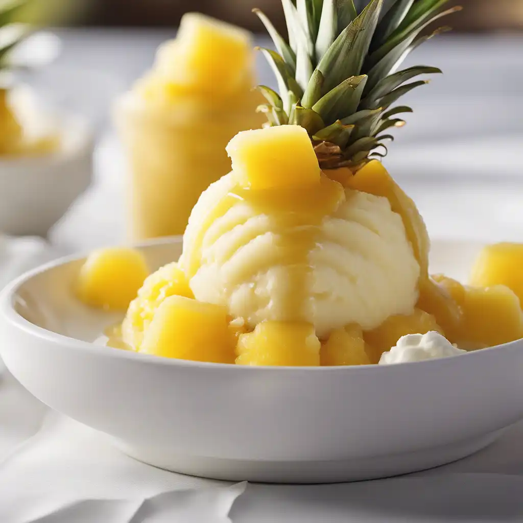 Pineapple Sorbet with Warm Pineapple Syrup