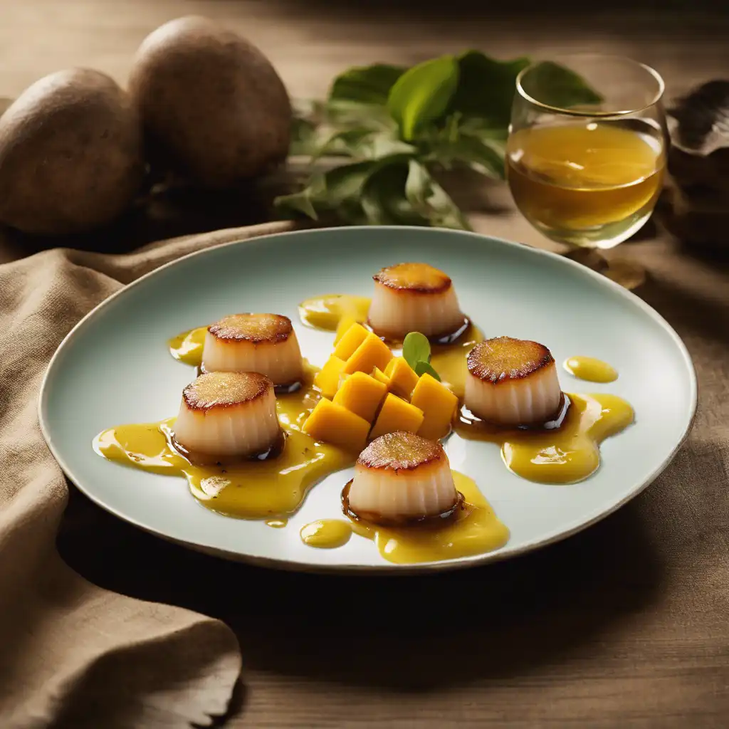 Scallops with Rum and Mango Sauce