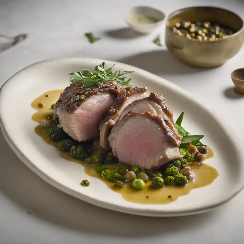 Green Peppercorn Duck with Creamy Sauce