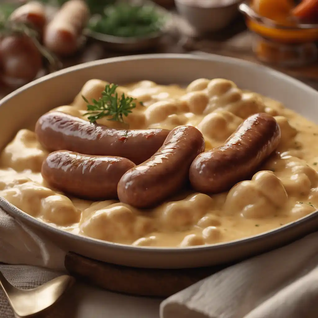 Sausage with Cheese Sauce