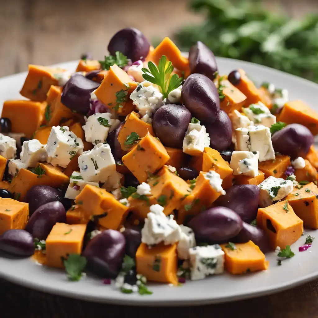 Sweet Potato Salad with Olives and Cheese