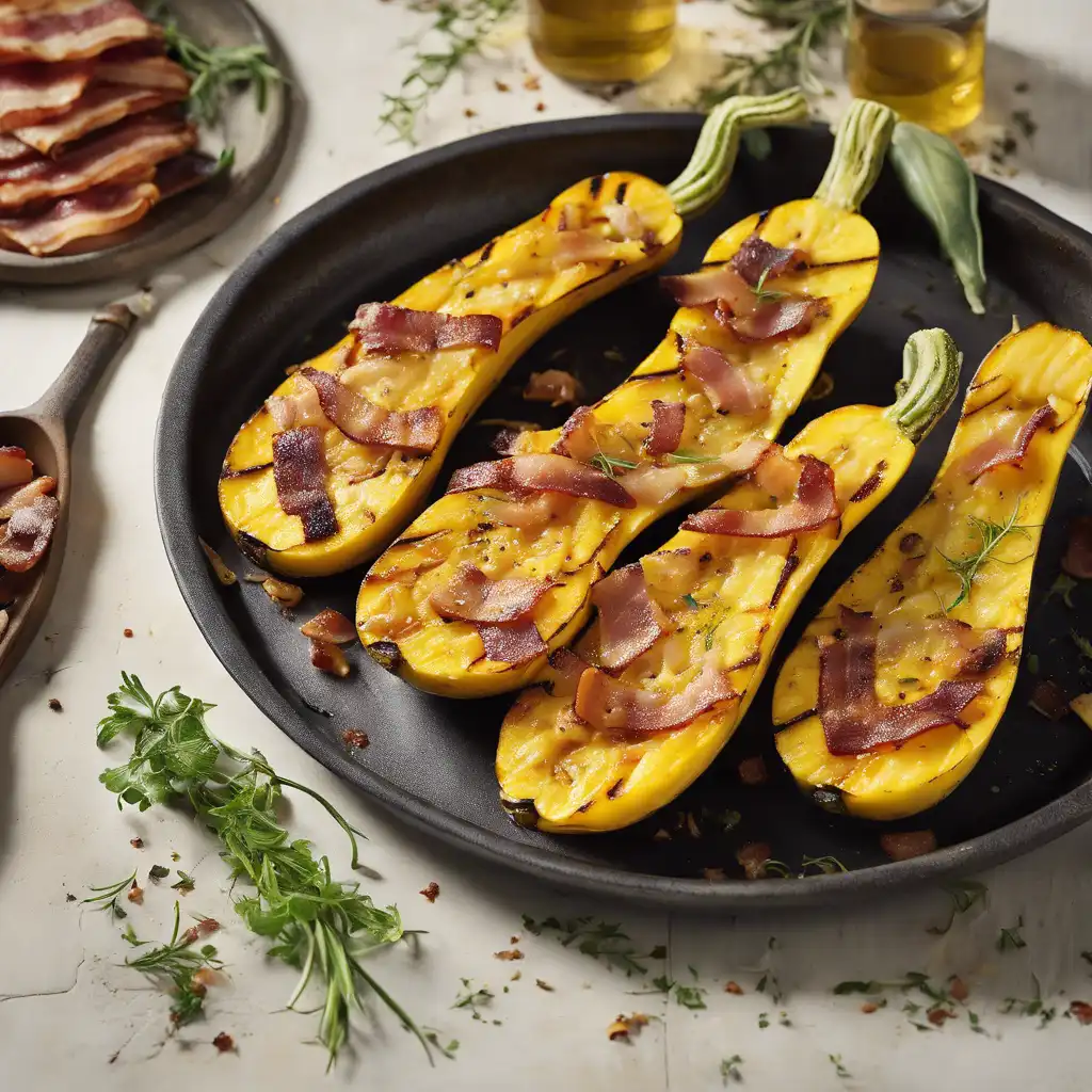 Grilled Yellow Squash with Bacon and Herbs