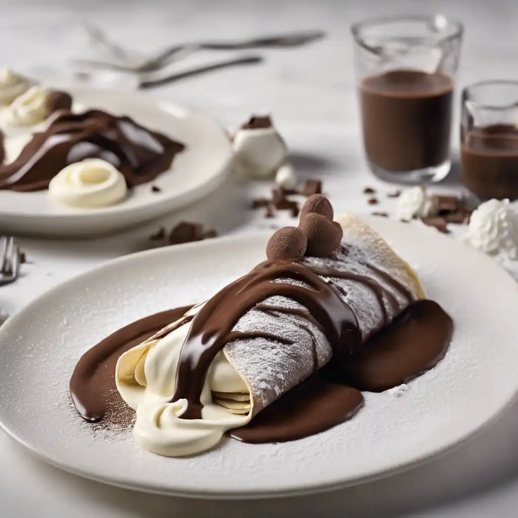 Chocolate Crepe with Mousse and Cream