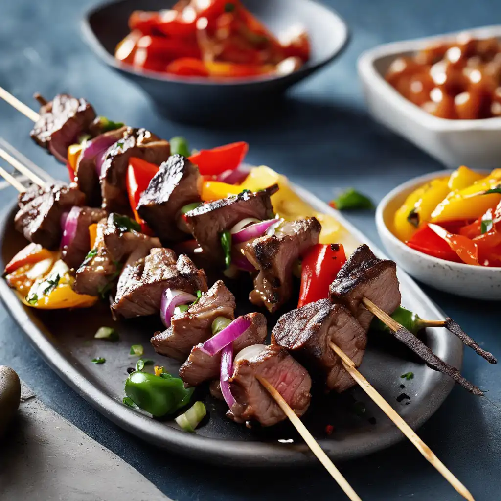 Grilled Beef Skewers with Pepper and Onion