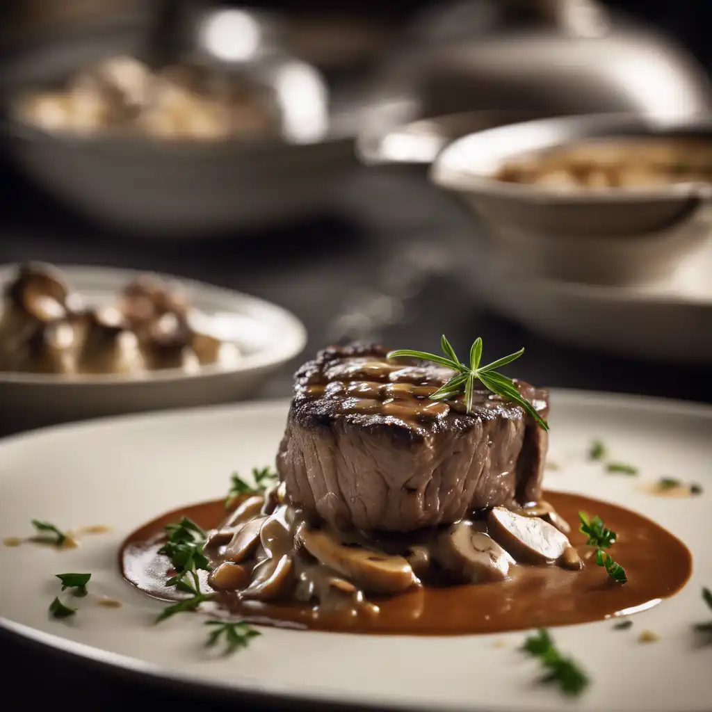 Flambéed Beef with Mushroom Sauce