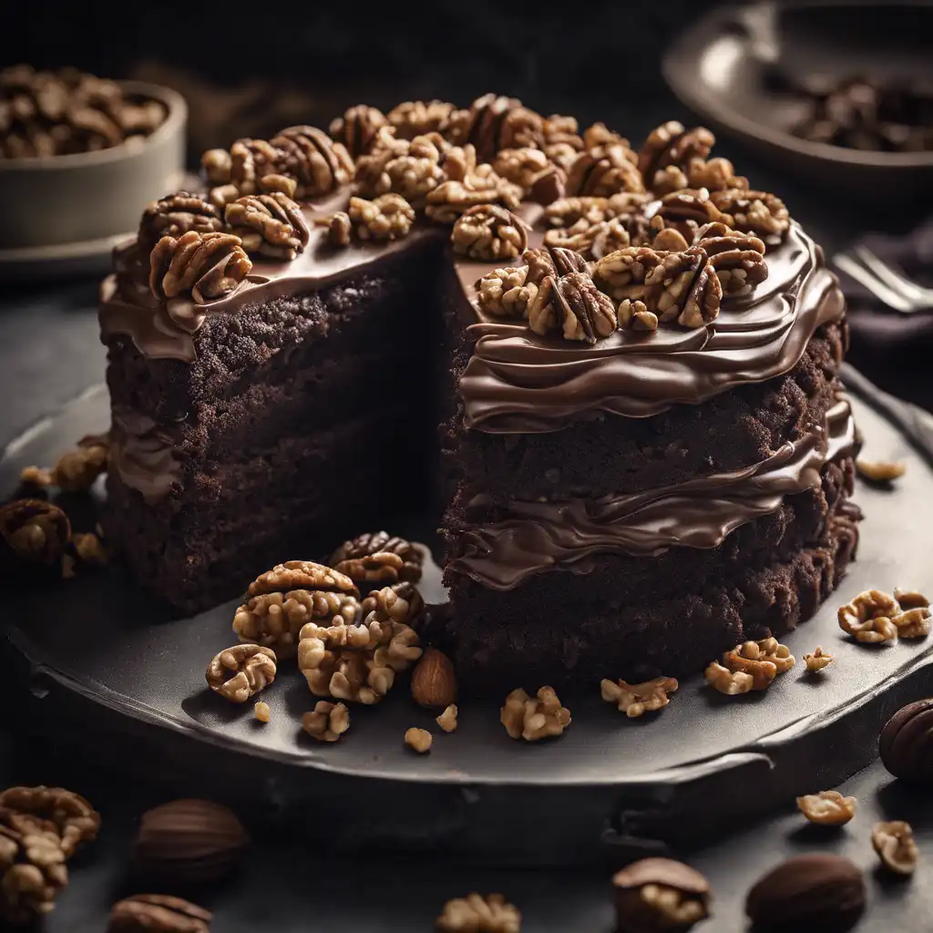 Chocolate Cake with Walnut Filling