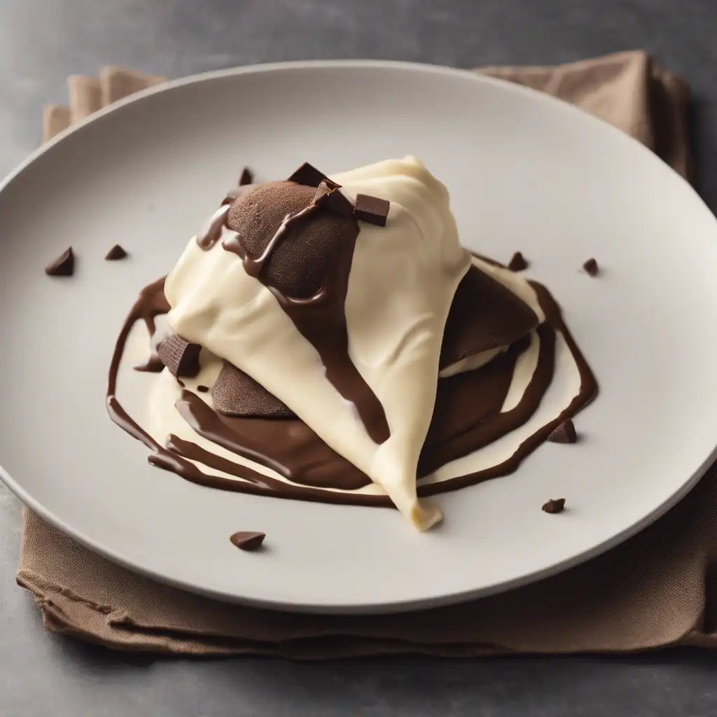 Chocolate Crepe with Mousse and Cream Sauce