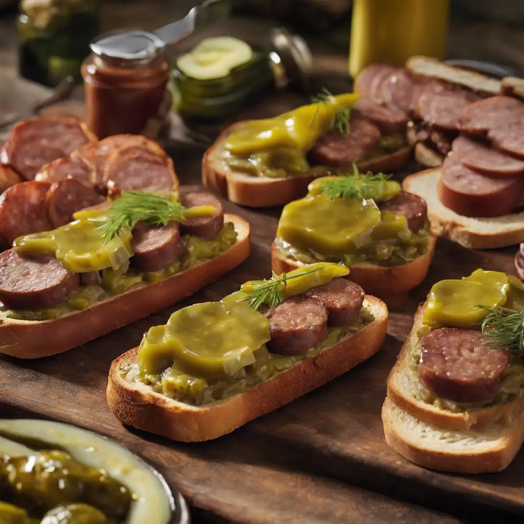 Sausage and Pickle Toasts