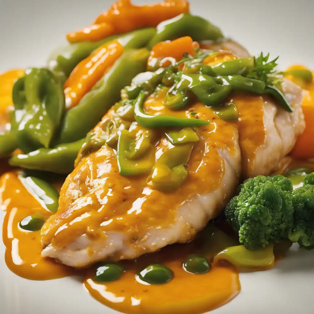 Orange and Green Pepper Chicken Breast with Sauce