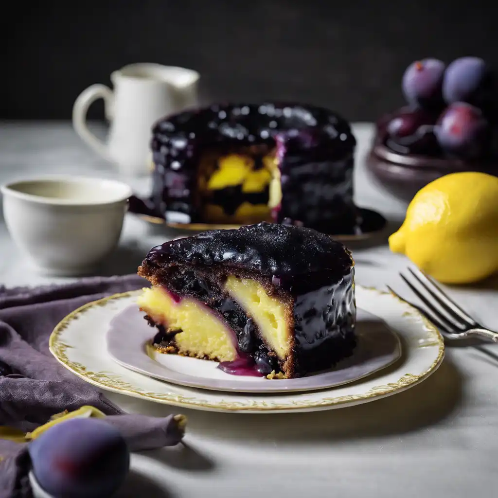 Black Plum Cake with Lemon Filling