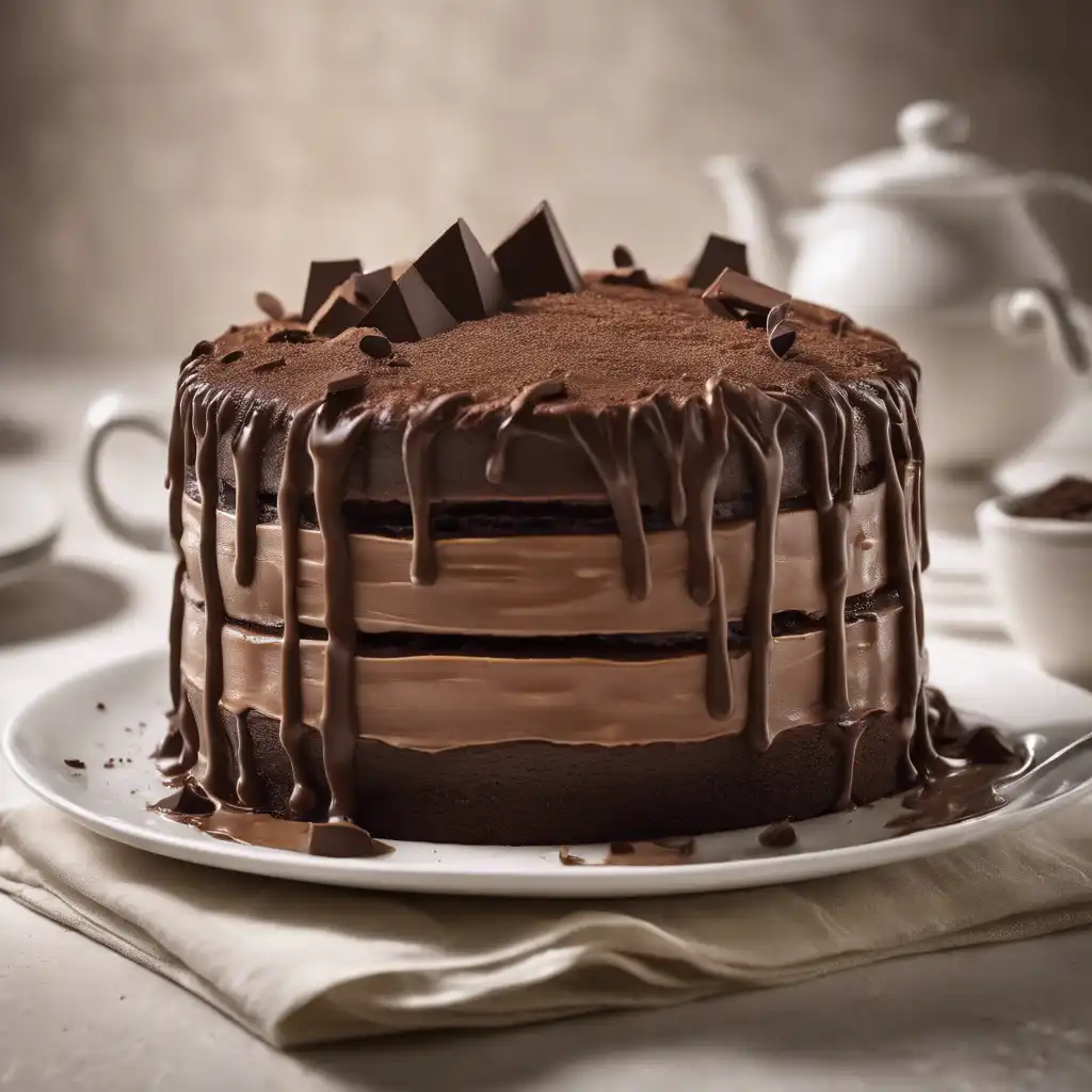 Light Cake with Chocolate Filling and Creamy Chocolate Topping