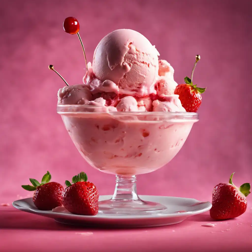 Flambéed Strawberry Ice Cream