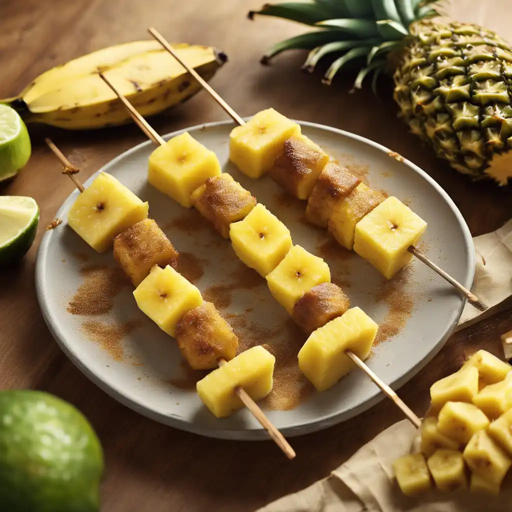 Banana and Pineapple Skewer