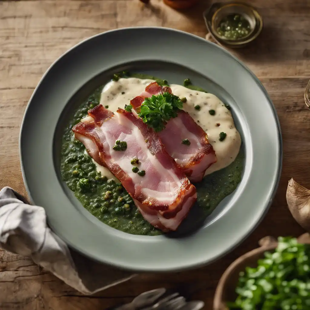 Bacon with Peppercorn and Parsley Sauce