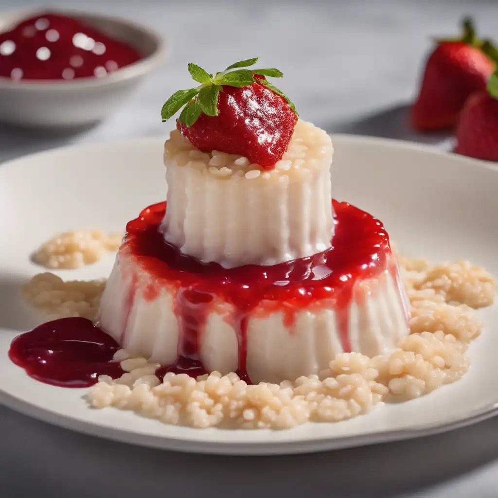 Crispy Rice Pudding with Strawberry Sauce