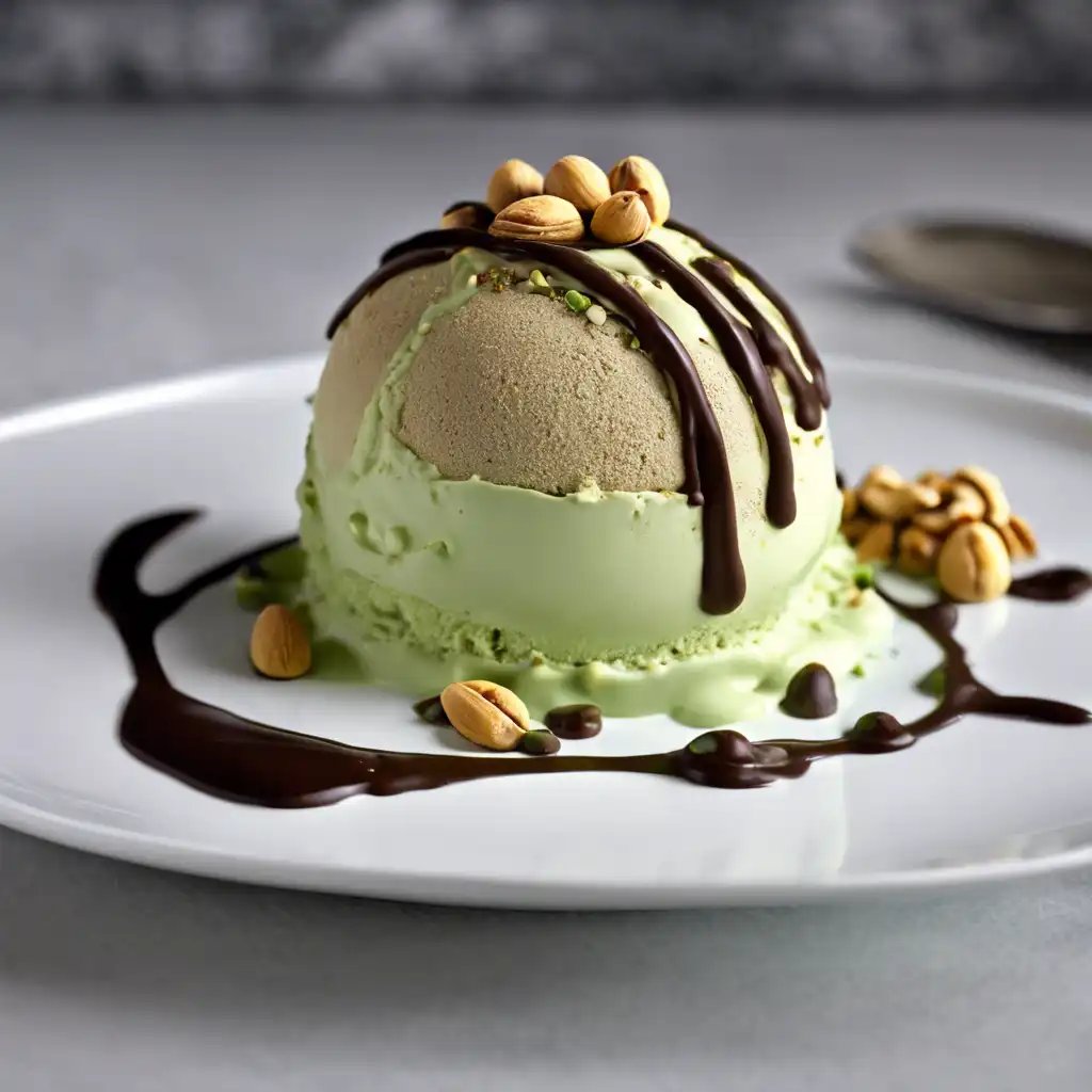 Pistachio Ice Cream Bomb with Peanut Butter Mousse