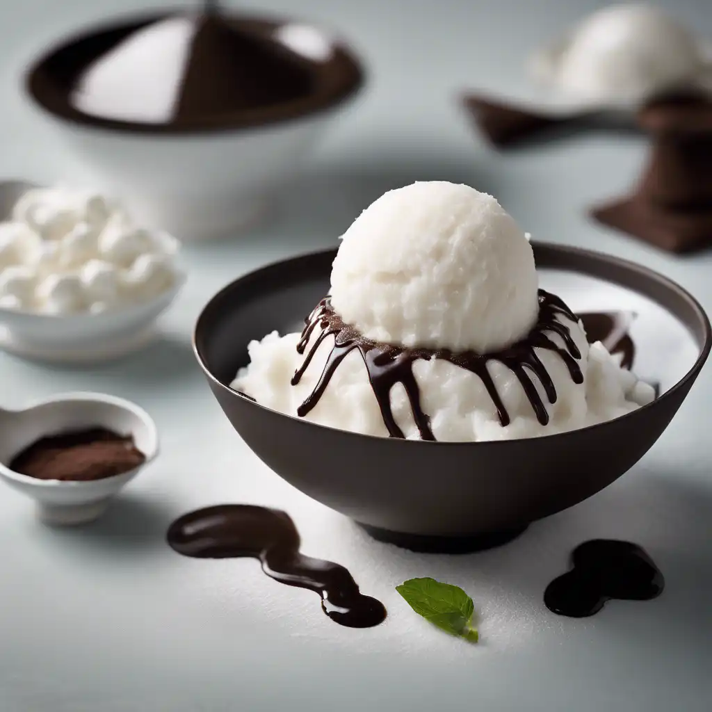 Coconut Sorbet with Chocolate Sauce