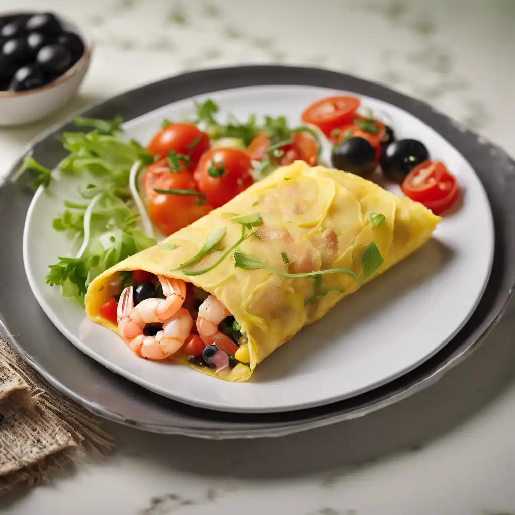 Shrimp Omelette with Tomato Salad