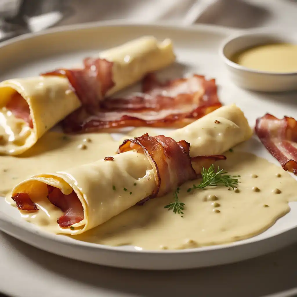 Bacon Crepes with Mustard Cream Sauce