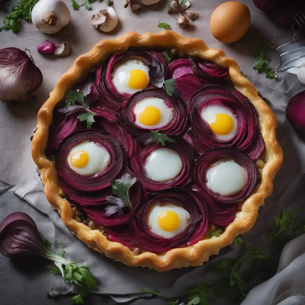 Russian Beet and Mushroom Tart with Eggs