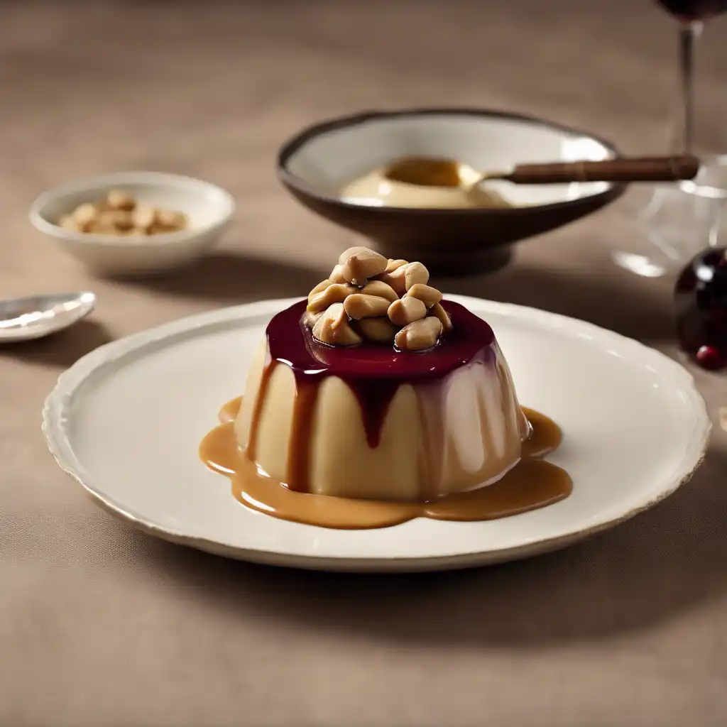 Peanut Pudding with Wine Sauce