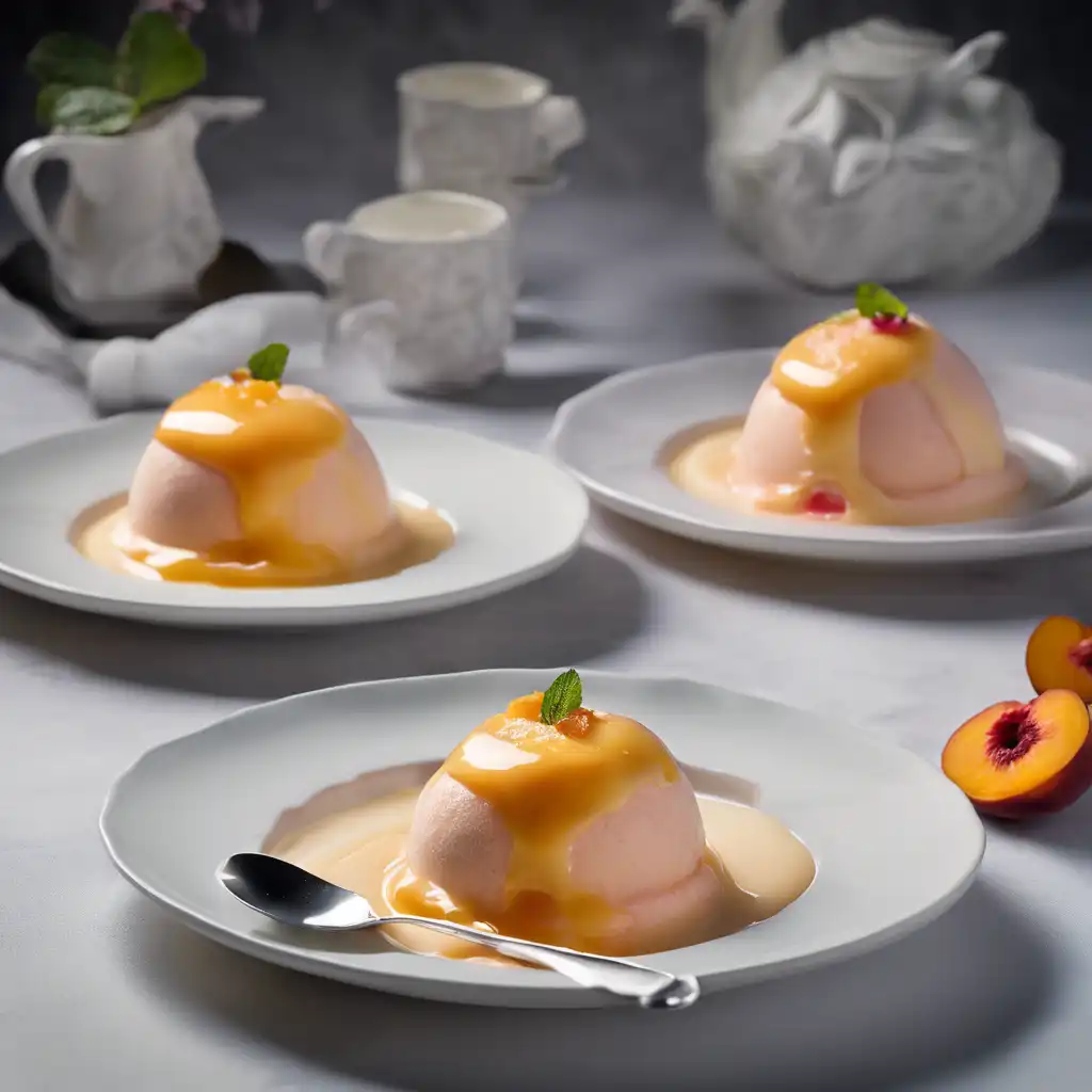 Peach Cream Puddings with Fruit Gelato Sauce