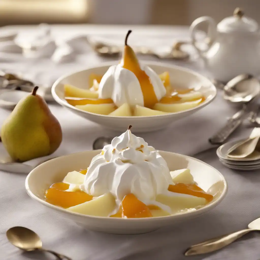 Pudding with Pears and Whipped Cream