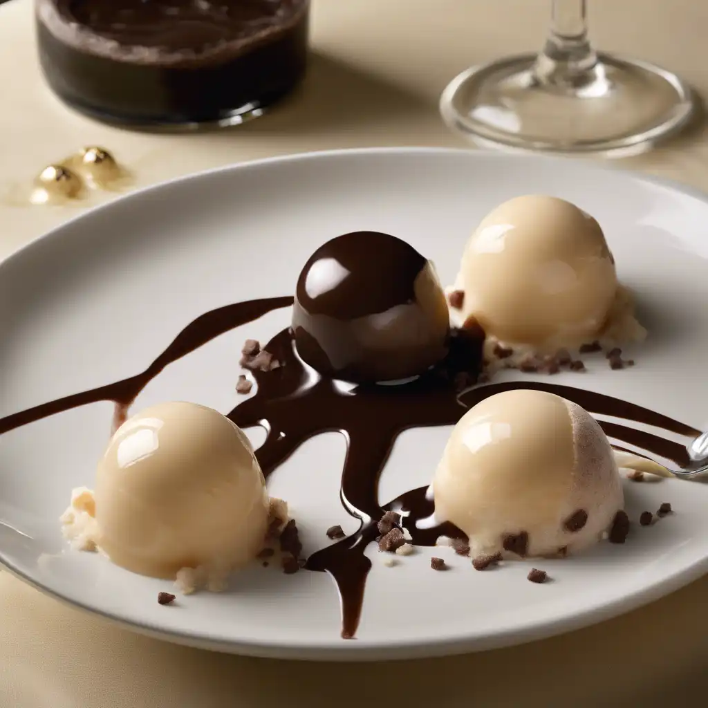 Champagne Sorbet with Chocolate Sauce