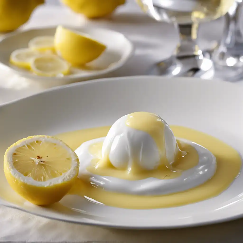 Lemon Pudding with White Wine Sauce