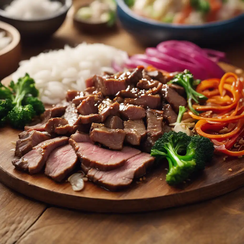 Pork and Beef Stir-Fry on the Cutting Board