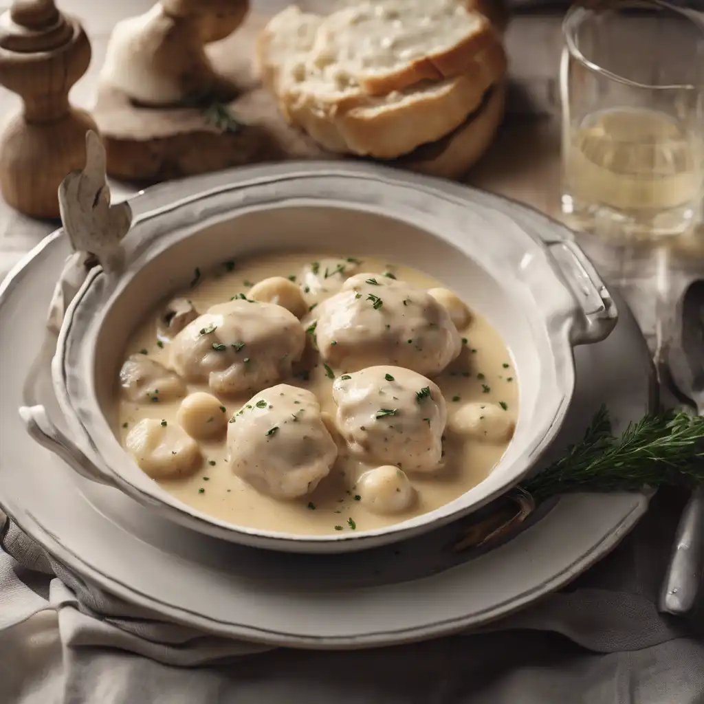 Chicken in Cream Sauce with Bread Dumplings