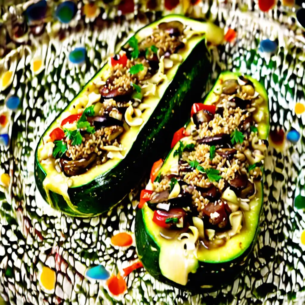 Stuffed Zucchini with Wheat and Mushroom