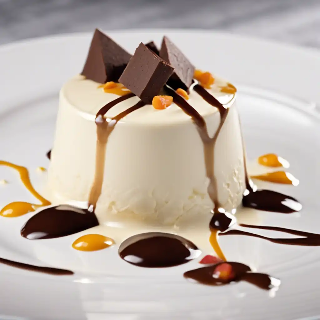 White Chocolate Mousse with Bittersweet Chocolate Sauce